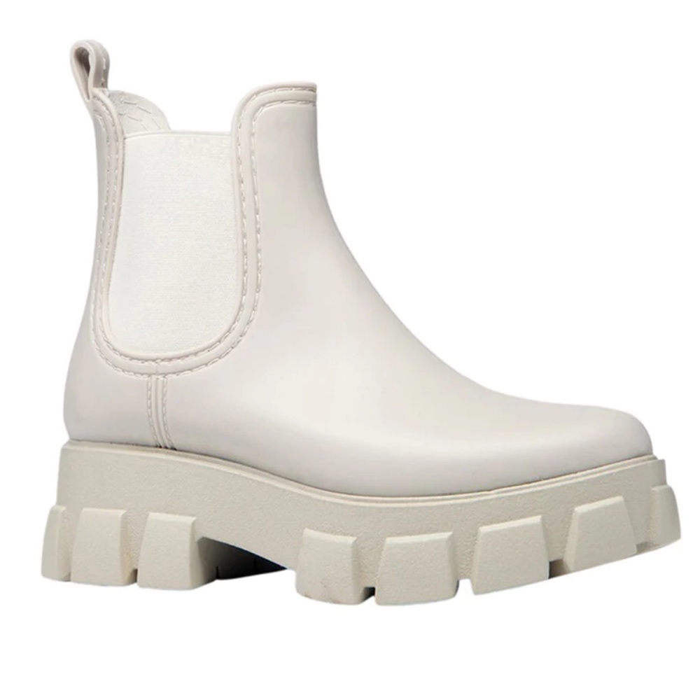 Jeffrey Campbell Platform Lug Sole Chelsea Rain Boot in Cream